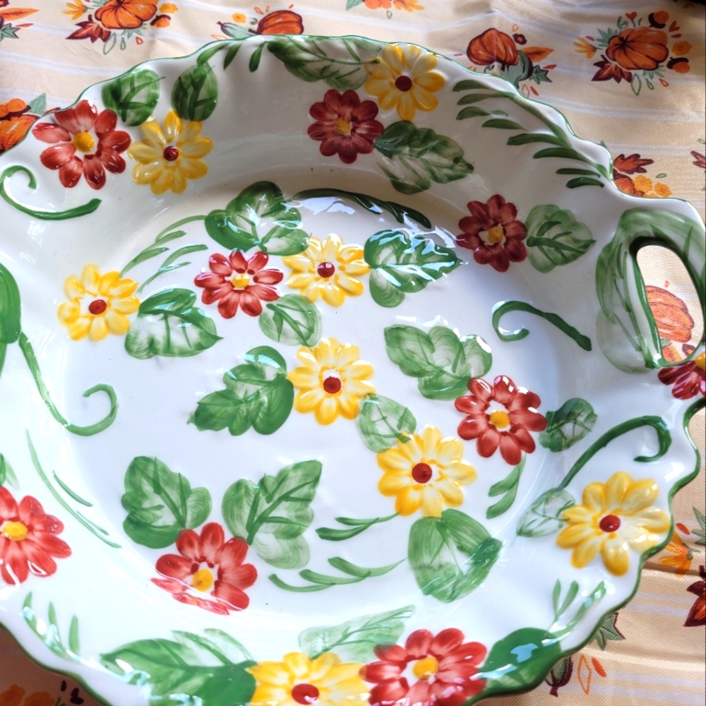 Temp - tations by Tara colorful dishware.   Oven safe.